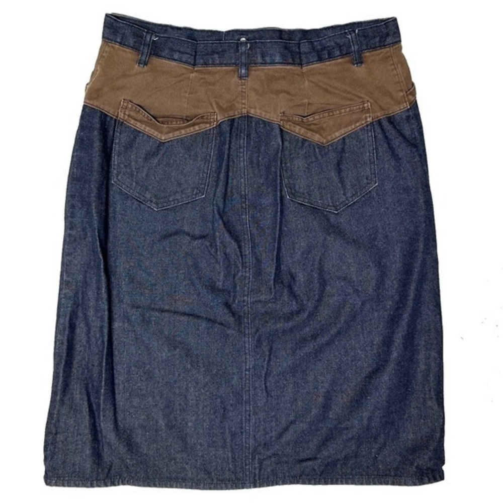 GAP Y2K 2001 Denim Dark Wash Jean Skirt Brown Details Western Size 16 *ALTERED